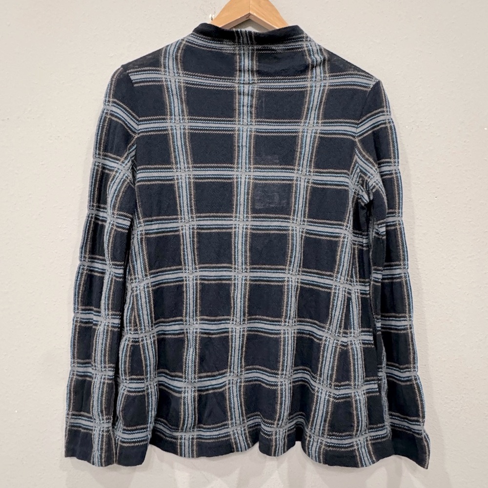 New Circolo 1901 Wool Mock Neck Knit Sweater In Blue Plaid Check $266